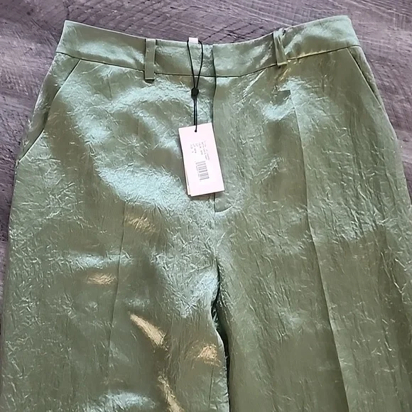 CINQ A SEPT KASID CRINKLED SATIN STRAIGHT LEG PANTS SIZE 8,10 - Picture 5 of 7